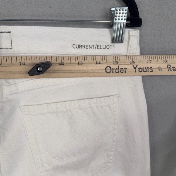 Current Elliott Jeans Womens 29 White The Flip Flop Mid Rise Flare Frayed Hem - Picture 11 of 13